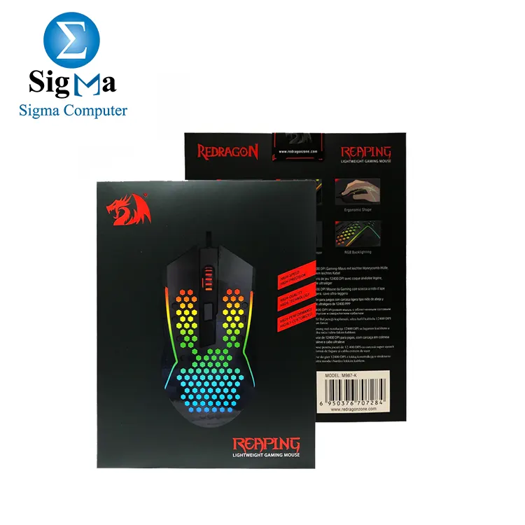 REDRAGON M987-K REAPING Lightweight Honeycomb Gaming Mouse 55G – 12,400 DPI | Black